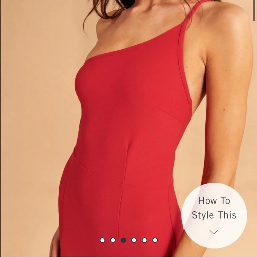 Abercrombie Asymmetrical One-Shoulder Maxi Dress Red Size‎ Small Wedding Guest